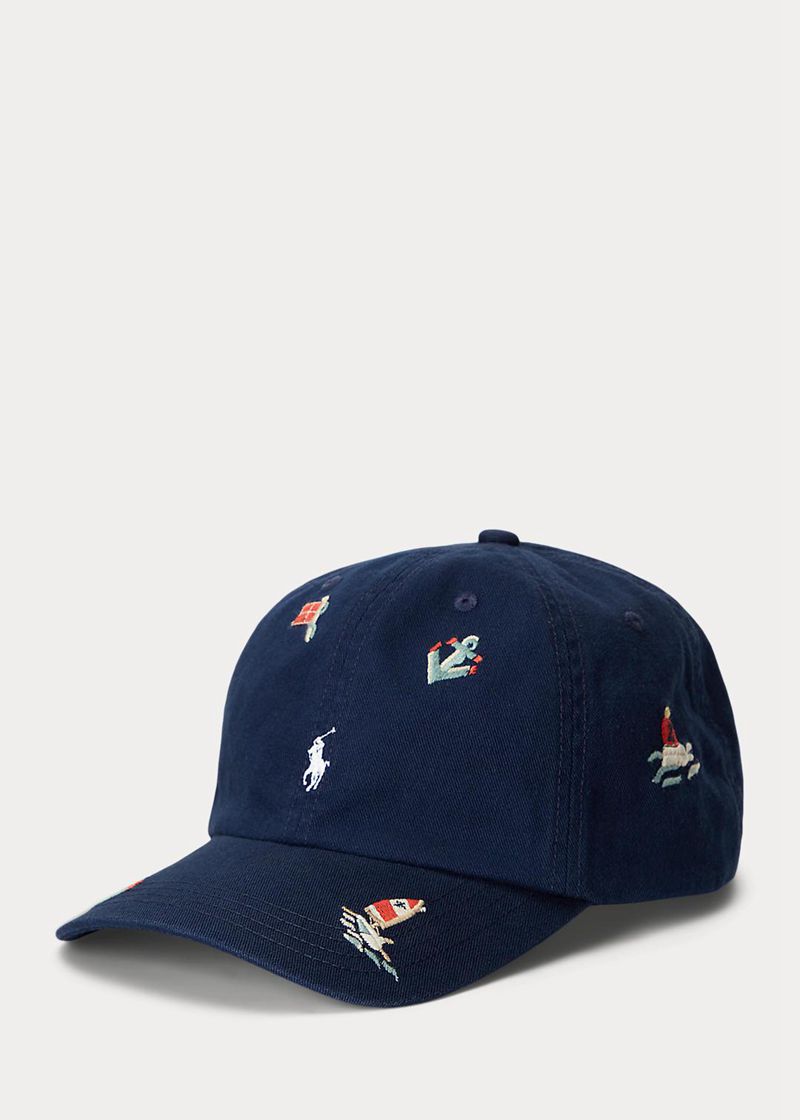 ラルフ ローレン キャップ ボーイ ネイビー 6-14 年 Nautical コットン Twill Ball MZWLA7405